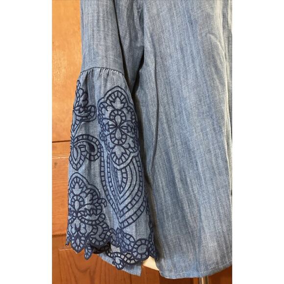 SOFT SURROUNDINGS Women’s Misty Shirt Sz L 14 New Embroidered Chambray $110 - Picture 5 of 10